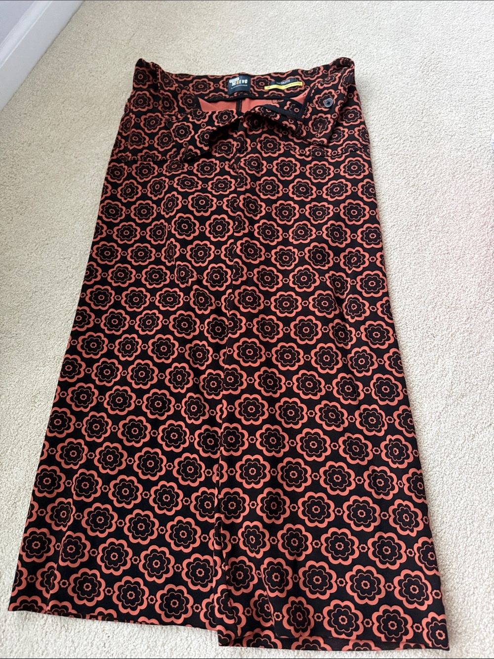 Mauve Black and Rust Floral A-Line Skirt